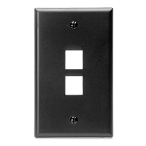 Leviton QuickPort Wallplate, Single Gang, 2-Port, 41080-2EP, Black