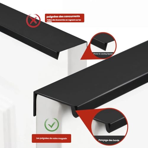 Poignées encastrées edge pull aluminium garniture de protection armoire 5 pcs - 4