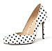 YODEKS Women's High Heel Pumps, Round Toe Slip on, D'Orsay for Work Daily Life Party Casual Dress Shoes US Size 9 Black Polkadot