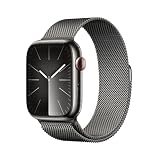 Apple Watch Series 9 [GPS + Cellular, 45mm] - Graphite Stainless Steel Case with Milanese Loop, One Size Band (Renewed)