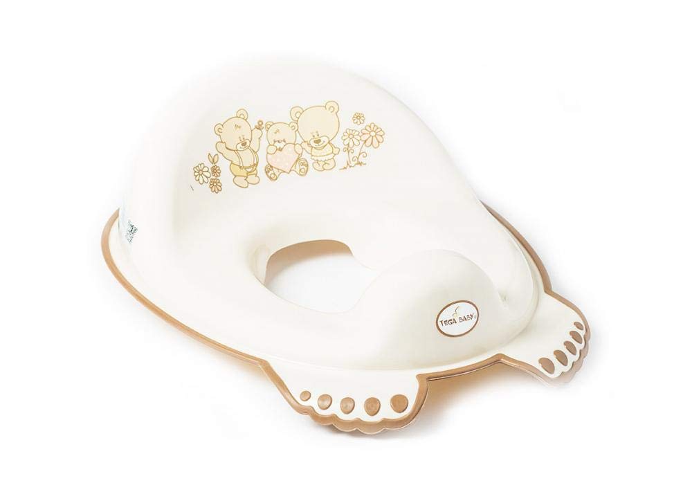 Tega Baby MS-016-119 Teddy Bears Unisex Toilet Training Potty with Supportive High Back, Splash Guard, Easy Carry Handle and Non Slip Feet Featuring 3 Cuddly Bears Colour Beige