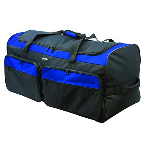 Travelers Club Equipaje de Lona expandible de 36 Pulgadas con 3 Ruedas, Negro/Azul, 91.44 cm, Casillero de 3 Ruedas de 36 Pulgadas con Triple Pliegue de Espacio