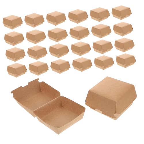 STOBAZA Sandwich Carrying Boxes 30 Pack Paper Hamburger Boxes Food Grade for Appetizers Desserts and Chips