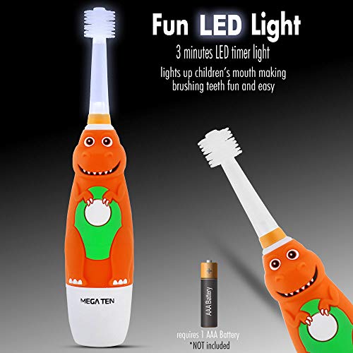 Brilliant Dinosaur Big Kids Electric Toothbrush With Sonic Waves And Led Light Timer For Children Age 5 And Up, Soft Bristles, Dinosaur Round Brush Head Electric Tooth Brush, Childrens Toothbrush - 1 #TOP6