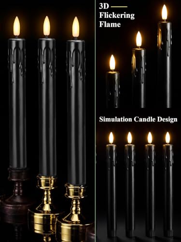 Image of Treela 36 Pcs Flameless Taper Candle,Black, 0.8x8.9″, Wide Mouth