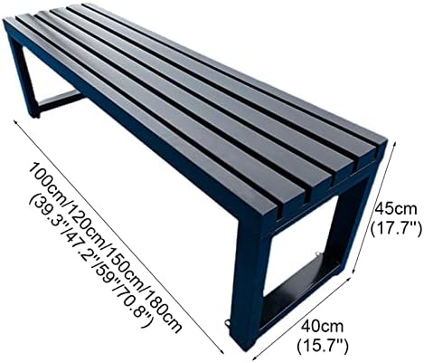 Black 59in Outdoor Metal Garden Bench - Slatted Design Patio Seating for Yard, Park, Picnic, Front Porch & Backyard Decor - Durable Outdoor Furniture for Relaxation