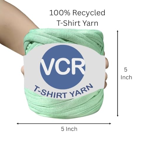 Image of VCR Light Mint Green Big T-Shirt Yarn, 100 Meters Length, Recycled & Fashionable Craft Yarn, Pack of 1, Suitable for Crochet, Knitting & DIY Bags, Baskets, Cushions & Home Decor Projects