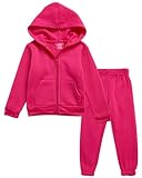 Real Love Girls' Sweatsuit Set - 2 Piece Basic Fleece Hoodie Sweatshirt and Jogger Sweatpants for Toddlers and Girls (2T-6X), Size 5-6, Hot Pink