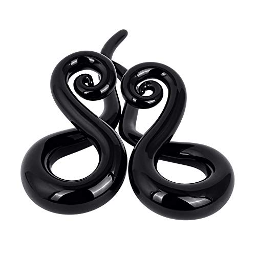 Oyaface 2 PC Glass Ear Tapers Plugs 4G-14mm Teardrop Spiral Gauges Piercing Jewerlry Set4