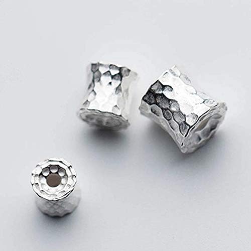 Calvas 925 Sterling Silver Concave Bucket Beads 9mm 11mm 12.5mm Handmade Barrel Spacer Beads DIY Jewelry Making Women Men Bracelets - (Color: as Photo, Item Diameter: 12.5mm)