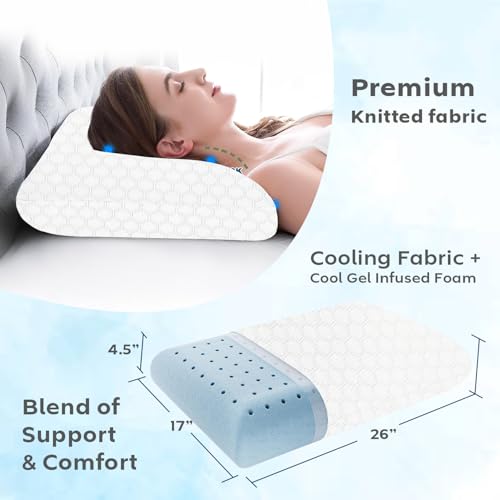 Image of AYKA Cooling Memory Foam Pillow For Neck & Shoulder Pain | Neck Orthopedic Pillow For Sleeping, Pain Relief & Spinal Alignment | Ergonomic Design | 2 Years Warranty (Set of 1),White