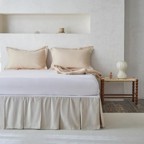 Biselinafrenchlinenpleatedbedskirt18tailoreddrapednaturallinencottonblendbasicdustbordersoftcomfortfarmhousebedding18kinglinen Urban Country Home Decor Biselina french linen pleated bed skirt 18 tailored draped natural linen cotton blend basic dust border soft comfort farmhouse bedding 18 king linen urban country home decor