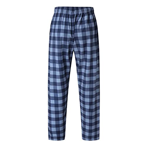 Mens Casual Plaid Pants Loose Fit Lightweight Summer Lounge Pant Elastic Drawstring Waist Cute Fashion Beach Trousers3