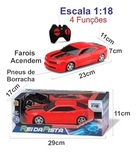 Carrinho de Controle Remoto Super Carro Esportivo de Corrida, 7 Funções, Farol com Luz LED, Camaro,