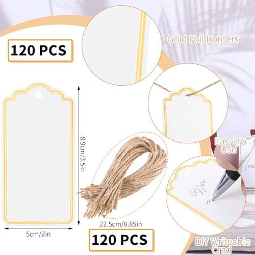 120 PCS White Gift Tags, Gift Tags with String Attached Writable Blank Tags for Valentine\'s Day Gifts Presents Labeling DIY Craft Project 3.5\'\'×2\'\' - Thumbnail 2