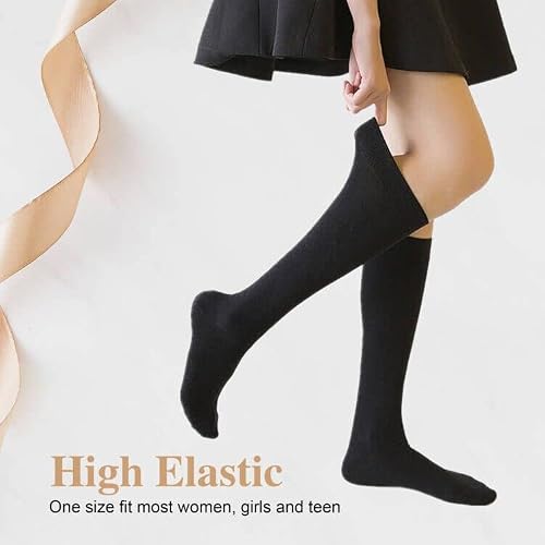 Doovid Casual Knee High Socks For Women Tube Socks Elasticity Athletic Socks Thin Stripe Knee High Stockings White One Size #TOP4