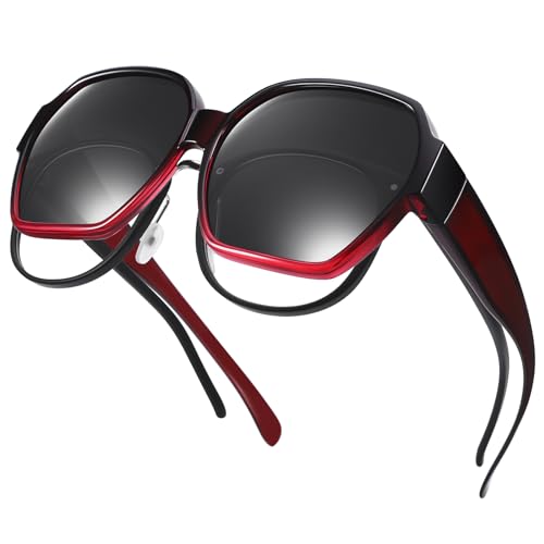 Oversized Sunglasses Fit Over Glasses for Men Women, Polarized Square Sunglasses with UV400 Protection Lens