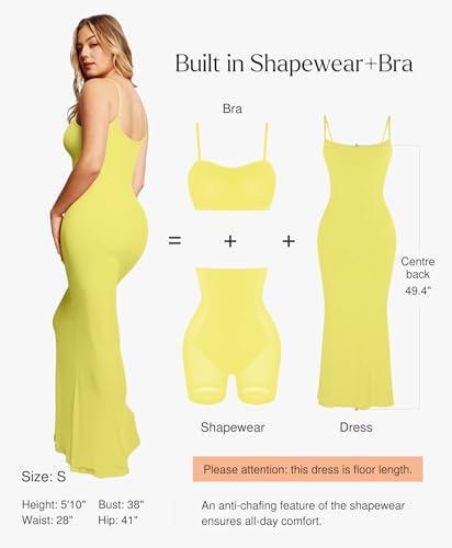 Image of Popilush Maxi Bodycon Dress with Built in Bra, Long Shapewear Dresses | Tummy Control, Floor-length, Formal Occasions, Wedding Guest and Engagement