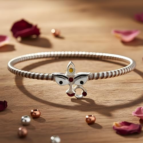 Image of Parasmoni Silver Goddess Durga Eye Design Noya for Women