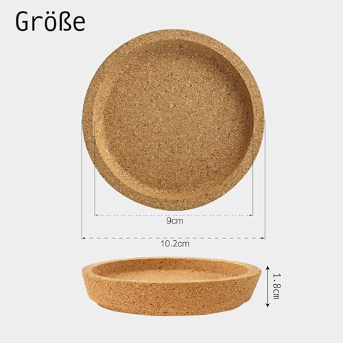 6 Stück Korkuntersetzer Rund Extra Dick Mit Erhöhtem Rand Abwaschbar rutschfest Langlebig Für Die Meisten Tassen Wiederverwendbar Stapelbar