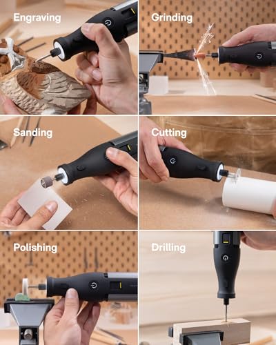 HOTO 12V Cordless Rotary Tool Kit Pro, Brushless Motor, 35000RPM Variable Speed, 3000mAh USB-C Rechargeable, LED Light, 37 Accessories, Ideal for Carving, Sanding, Polishing, Drilling, Cutting, DIY