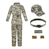 Picture of Kosgraiy Kid Army Costume,Kid Deluxe Soldier Costume,Military Outfit Boy and Girl,Army Camouflage Uniform for Children,M/6-8Years