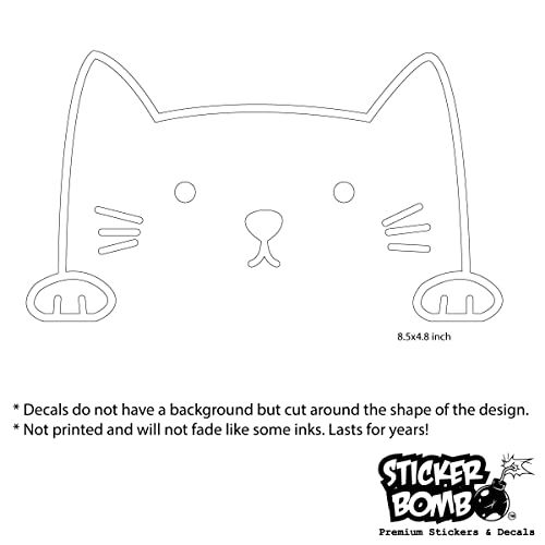 Peeking Cat Decal - Sticker Bomb Vinyl Decal For Car Truck, Computer, Anywhere! Premium 6 Year Outdoor Vinyl (White, 1) #TOP5