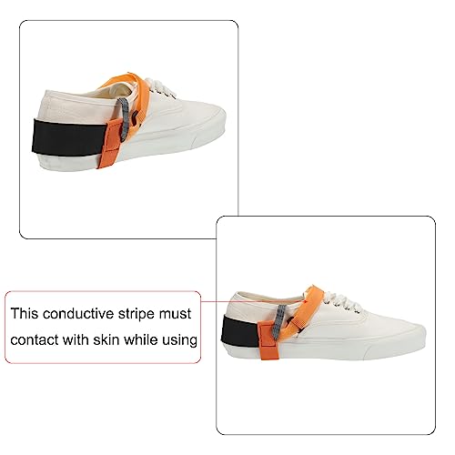 Image of MECCANIXITY 2pcs ESD Anti Static Foot Heel Straps Anti Static Wrist Strap Band Adjustable for Grounding Removing Static Orange