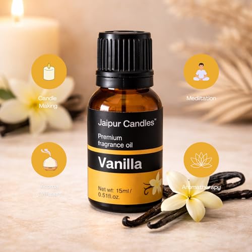 Image of Vanilla Fragrance Oil | 15 ml | Aroma Oil for Home Fragrance | Best for Aromatherapy | Use in Diffusers, Candles, Air Fresheners (15ML, Vanilla)