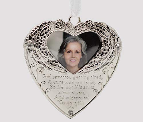 image for BANBERRY DESIGNS Heart Shaped Photo Ornament with Angel Wings and Touc