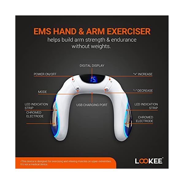 LOOKEE Arm Workout EMS Exerciser, Electric Muscle Trainer Machine for Arms and Hands.