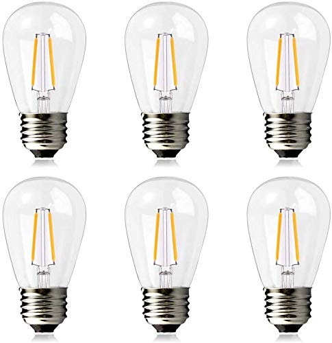 BRIMAX Bombilla LED Esférica E27 S14 para Luces de Cadena de Jardín al Aire Libre Impermeables, 2W (Equivalente a 20W), 200 lúmenes, Blanco Cálido 2700K, NO Regulable - 6 Unidade