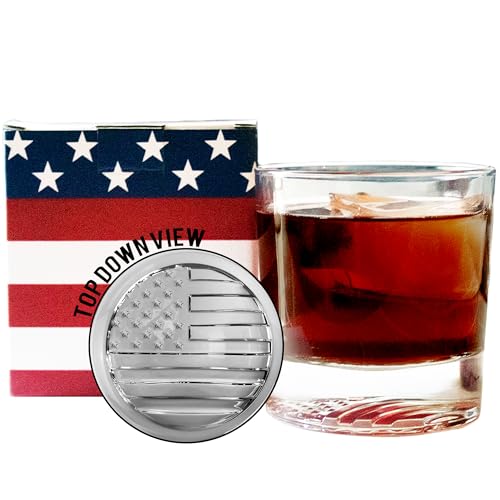 Yay! Personalized Gifts American Flag Whiskey Glass – American Flag Bottom Glass, Patriotic Glass, Constitution and Declaration of Independence Glass, Old Fashioned Glass (American Flag)