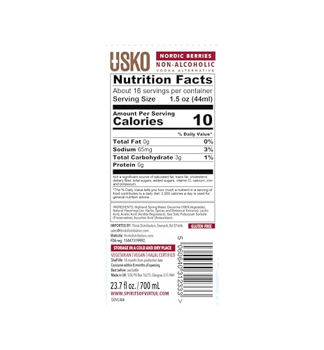 image for Think Distributors USKO Nordic Berries Non Alcoholic Vodka, 0.0% ABV N