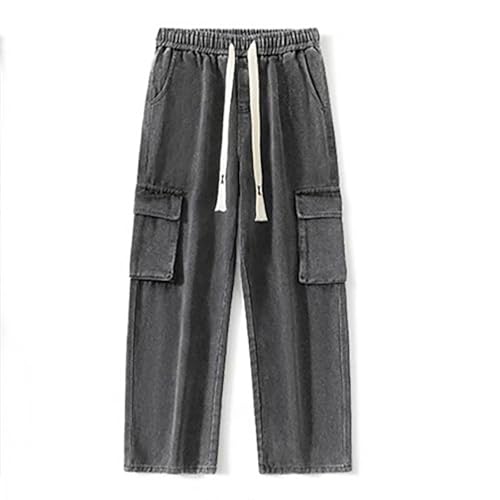 Cargo Pants Men Fashion Jeans Y2k Street Denim Cargo Pant Classic Drawstring Elastic Waist Lounge Straight Leg Trouser3
