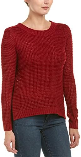 Jack by BB Dakota Women's Dunning Waffle Stitched Sweater, Rhubarb Maroon, Large