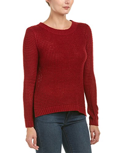 Jack By Bb Dakota Women's Dunning Waffle Stitched Sweater, Rhubarb Maroon, Large #TOP16