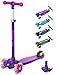 RideVOLO キックスクーター 子供向けキックボード キックスケーター 女の子 三輪車 三段階高さ調整 光るLEDタイヤ 耐荷重50kg アウトドアに適用 おもちゃ 安定 パープル