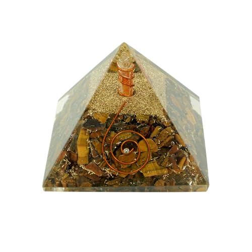 Image of Tiger Eye Crystal Pyramid (2 Inch) | Feng Shui & Vastu Correction | Crystal Pyramid for Positive Energy, Health, Good Luck | | Home & Office Decor | Gift | Study Table