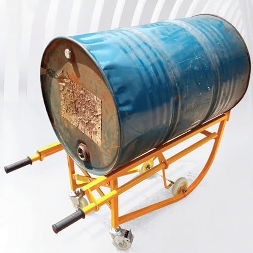 Carrello per fusti di Olio in Acciaio Verniciato a Polvere, Supporto per fusti Rotondi da 55 galloni, capacità di carico 600 libbre, con Ruote piroettanti.