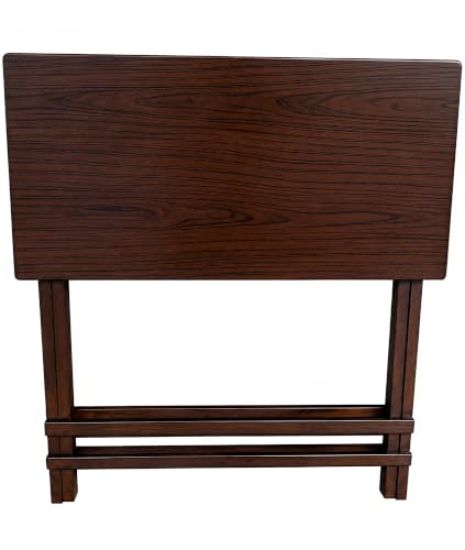 Image of fplus Teak Wood Folding Table, 32 x 16 x 30 Inches | Portable Foldable Table for Dining, Bedroom, Balcony & Indoor Use
