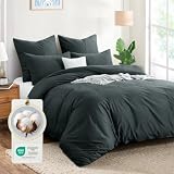 Aisbo Bettwäsche 200x200 Baumwolle Grau - Bettwäsche-Sets Bettbezug 200x200 3teilig mit 2 Kissenbezüge 80x80 cm, Dunkelgrau Baumwollbettwäsche Set, Oeko-TEX Bettwäsche Anthrazit mit Reißverschluss