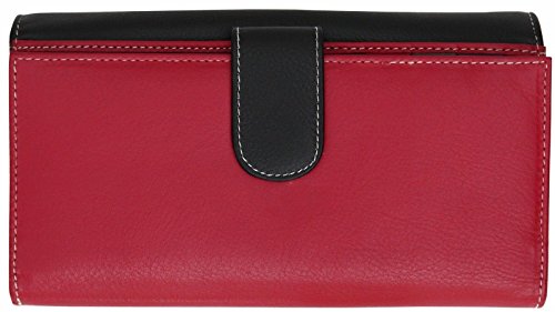 Felda - Cartera para Mujer - con Bloqueo RFID, 19 Ranuras para Tarjetas y portamonedas - Cuero auténtico - Grande