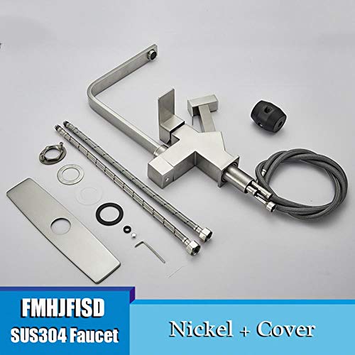 Wasserhahn Schwarz Sus304 Küchen-Hahn 360 Umdrehung Des Auslaufs Pull Out Sprayer Handmixer Wasserhähne, Nickel Gebürstet Kostenloser