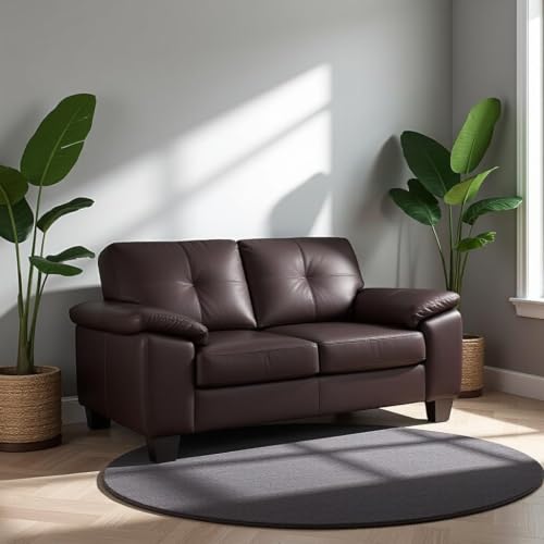 Image of Torque Antos Premium Leatherette 2 Seater Sofa-Dark Brown | Modern Designs Sofa 2 Seater | Leatherette 2-Person Sofas Couches for Living Room Office Guest Room