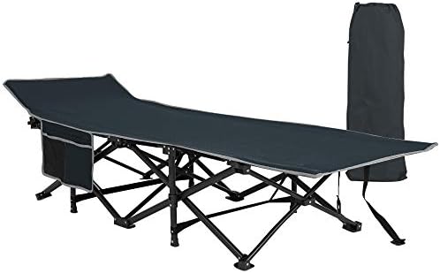 Homevibes Folding Lightweight & Portable Camping Cot with Carry Bag for Adults,Heavy Duty Stable Deluxe Collapsible Large Sleeping Bed for Hiking Hunting Traveling, 5 Colors (Black)