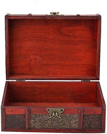 FTVOGUE Vintage Wooden Storage Box Book Jewelry Storing Storage Organizer Treasure Chest Home Decor 9.1 * 6.3 * 3.9in( #2: Lotus)