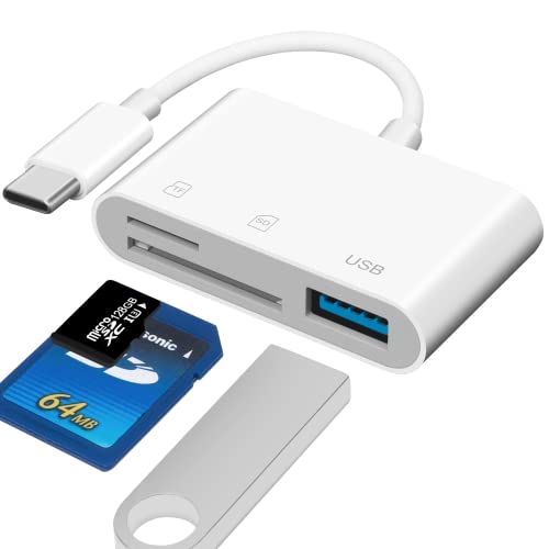 USB C Card Reader, 3 in 1 USB-C to Micro SD TF Memory Card Reader Compatible with Pad Pro, Chromebook, XPS