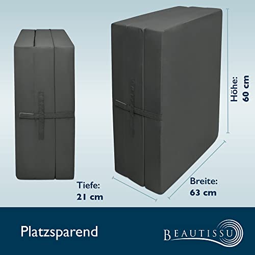 Klappmatratze Beautissu Campix 60×190 cm in Anthrazit
