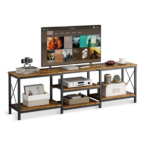 Jubestry TV Table with Shelves Up To 75 Inch Entertainment Center and TV Console Table for Home Living Room 180 * 40 * 60cm Brown